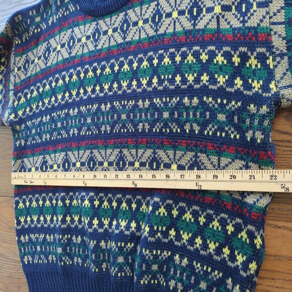 Vintage Apparel Workshop Geometric Sweater XL Fair Isle Nordic Retro 80s 90s - Picture 8 of 14